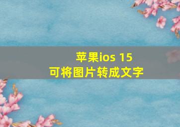 苹果ios 15可将图片转成文字